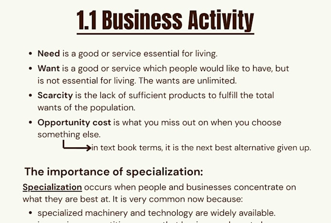 create igcse business and economics revision notes
